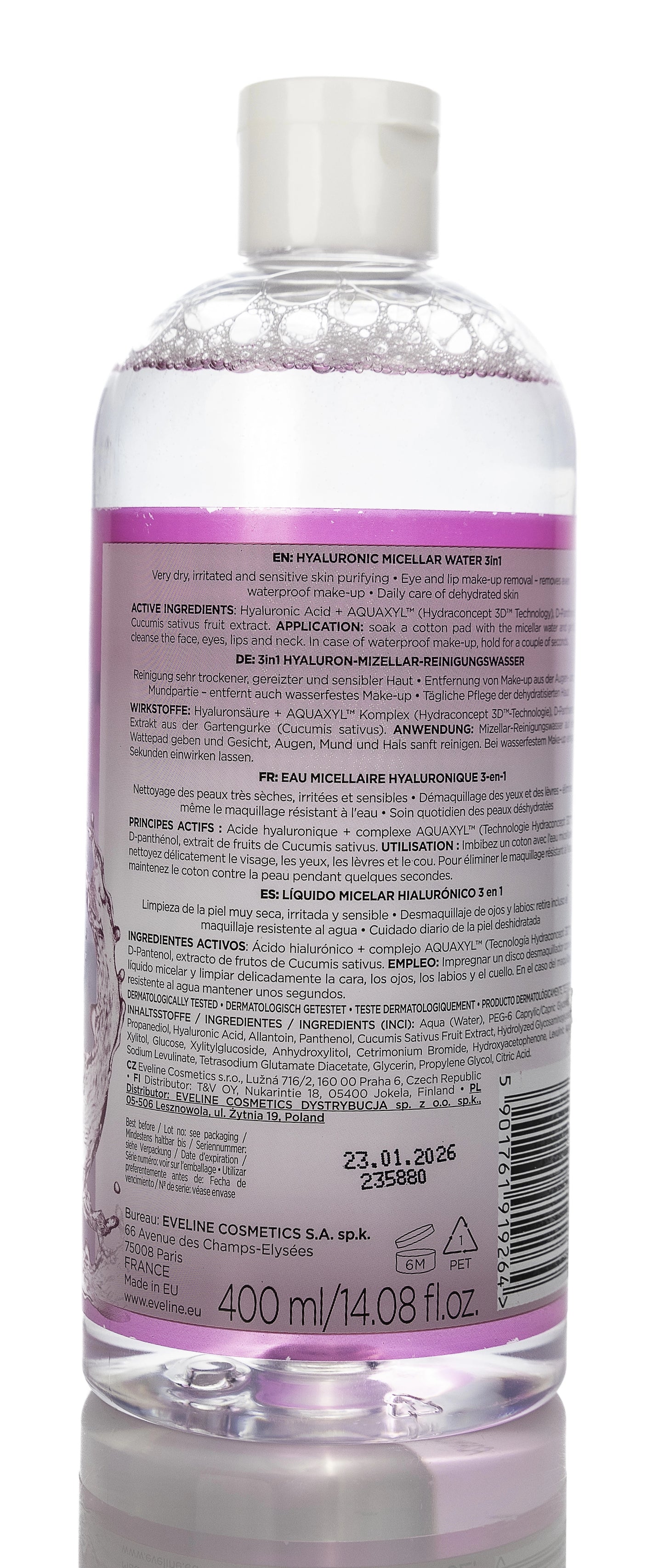 Eveline Facemed+ Hyaluronic Micellar Water for Very Sensitive, Dry and Reactive Skin 400 Ml