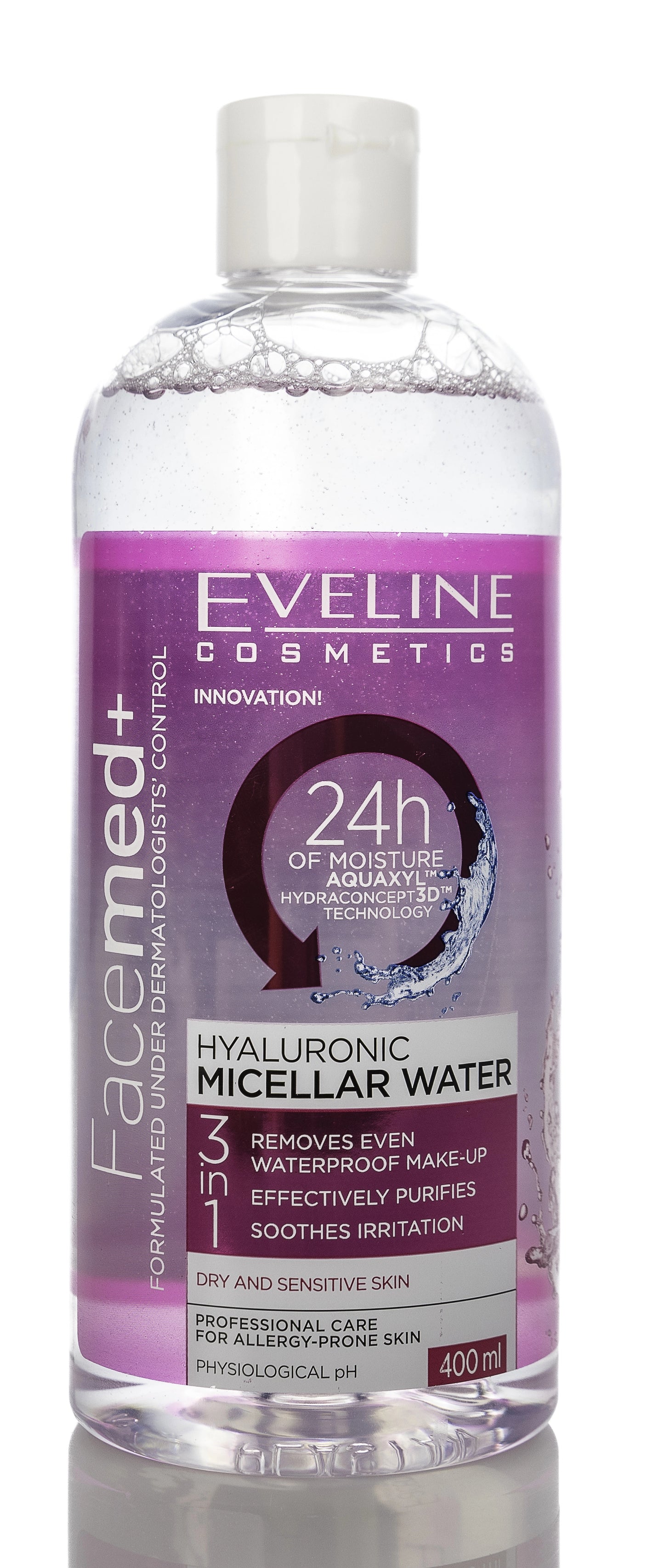Eveline Facemed+ Hyaluronic Micellar Water for Very Sensitive, Dry and Reactive Skin 400 Ml
