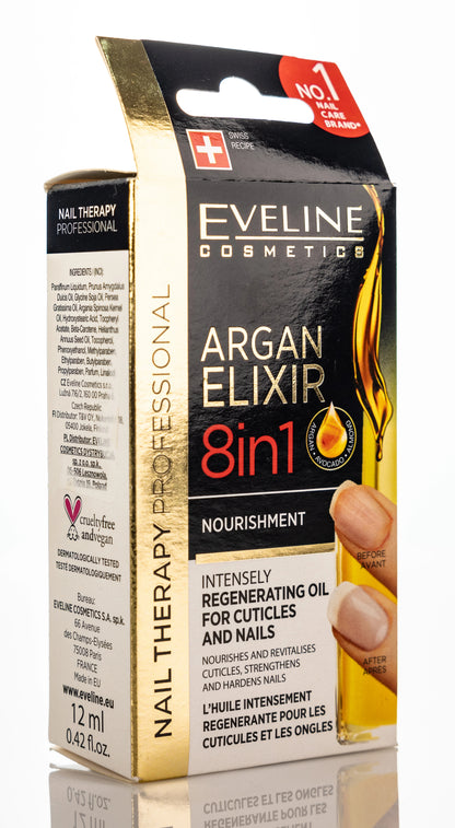 Eveline Argan Elixir 8 in1 Nail and Cuticle Oil 12 Ml