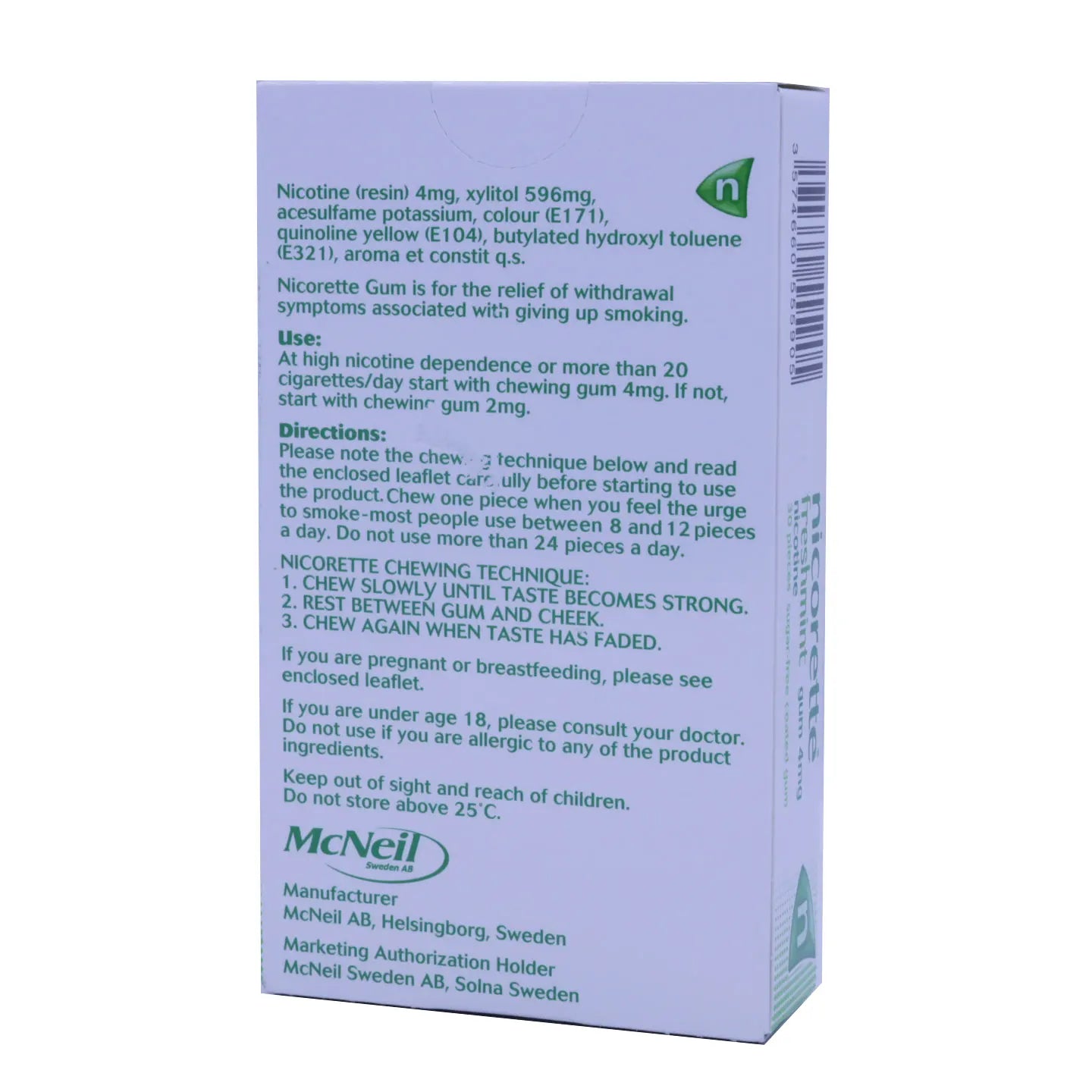Nicorette Gum 4Mg Fresh Mint 30 Pieces