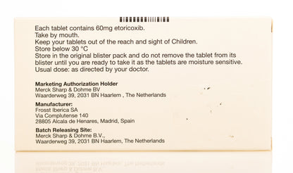 Arcoxia 60Mg 28 Tablets