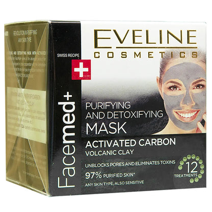 Eveline Facemed+ Purifying and Detoxifying Mask with Activated Carbon and Volcanic Clay 50 Ml