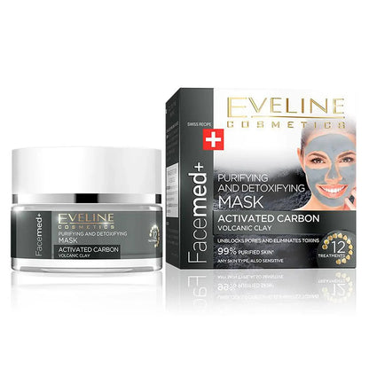 Eveline Facemed+ Purifying and Detoxifying Mask with Activated Carbon and Volcanic Clay 50 Ml