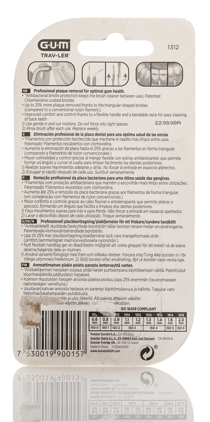 Gum TravLer 0.6 mm 6 Intradental Brushes 1312 [Blue]