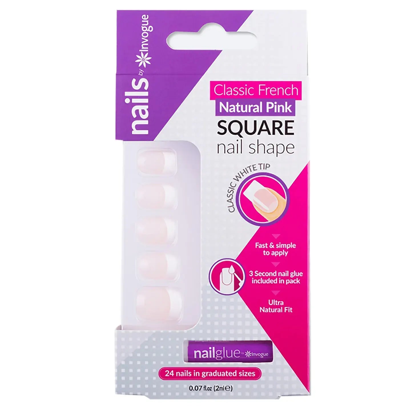 Invogue Classic French Nails Natural Pink (Square) 221