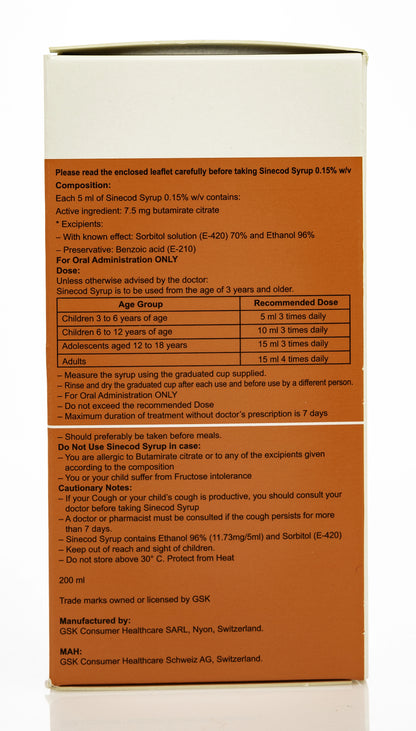 Sinecod Syrup 200Ml
