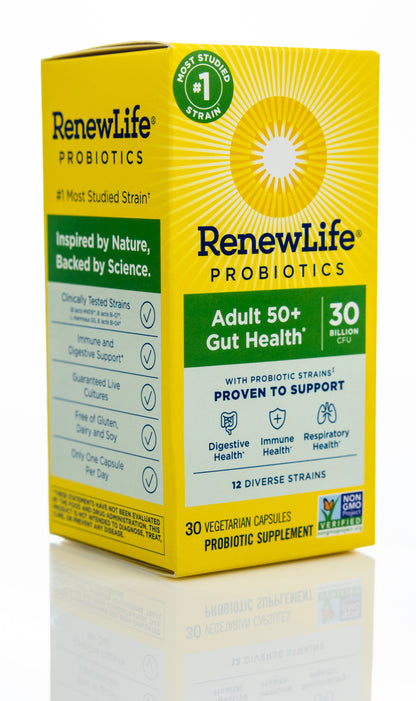 RenewLife Ultimate Flora Adults +50 30 Billion Live Cultures-12 Probiotic Strains 30 Capsules