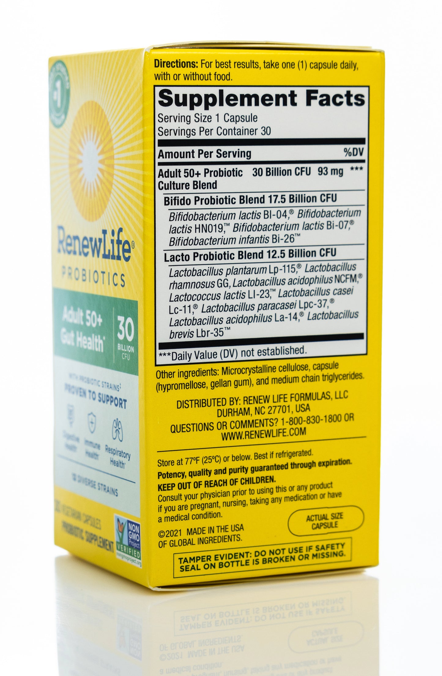 RenewLife Ultimate Flora Adults +50 30 Billion Live Cultures-12 Probiotic Strains 30 Capsules