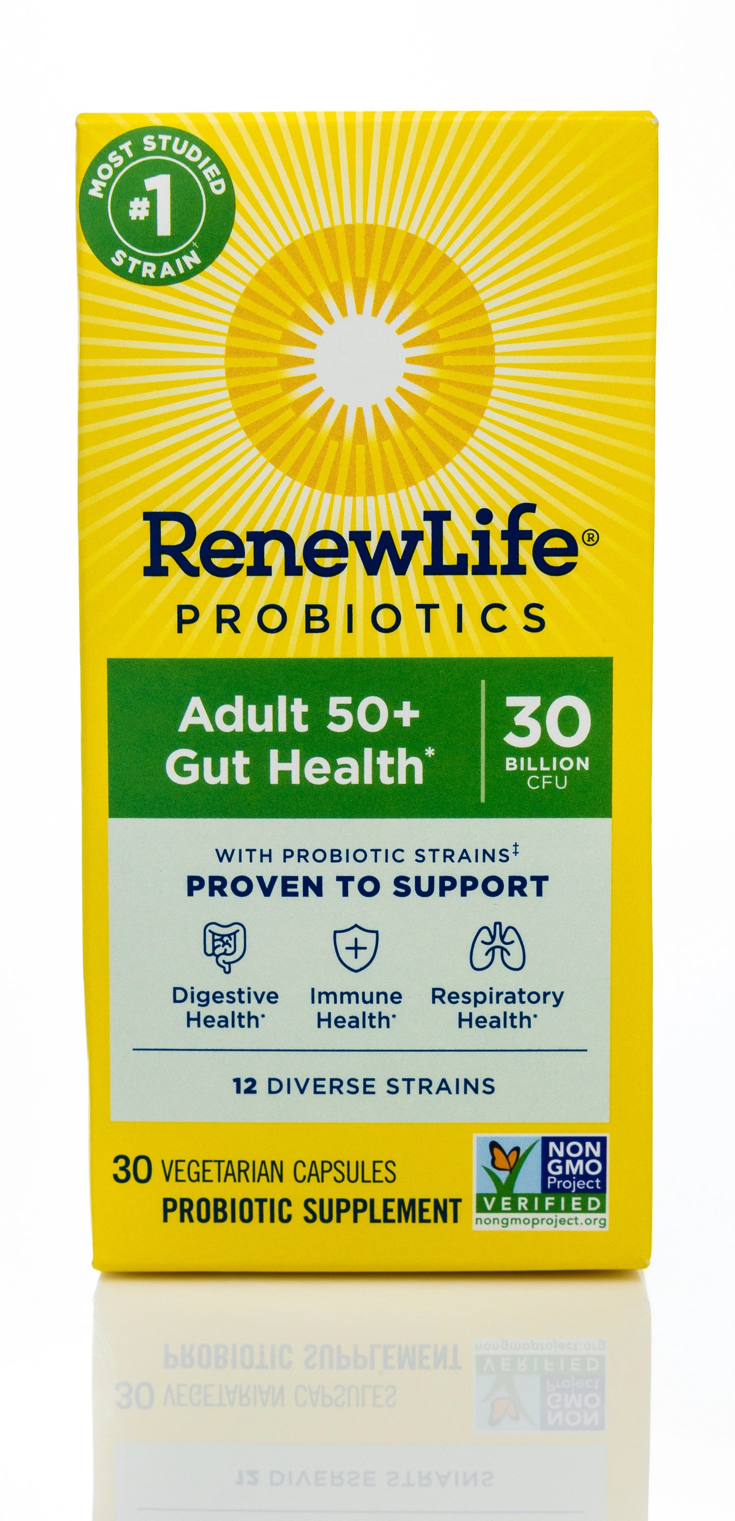 RenewLife Ultimate Flora Adults +50 30 Billion Live Cultures-12 Probiotic Strains 30 Capsules