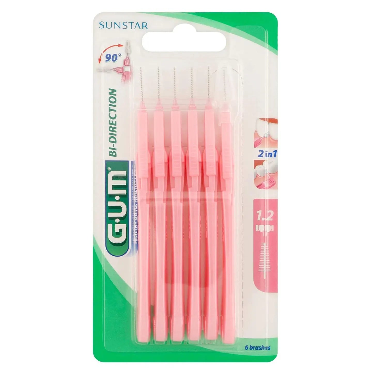 Gum Bi-Direction 1.2mm 6 Intradental Brushes[2614]
