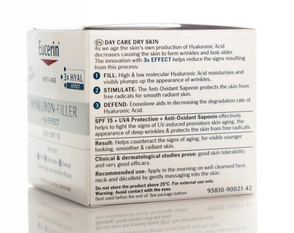 Eucerin Hyaluron-Filler +3x Effect Day Cream SPF 15 for Dry Skin 50 Ml