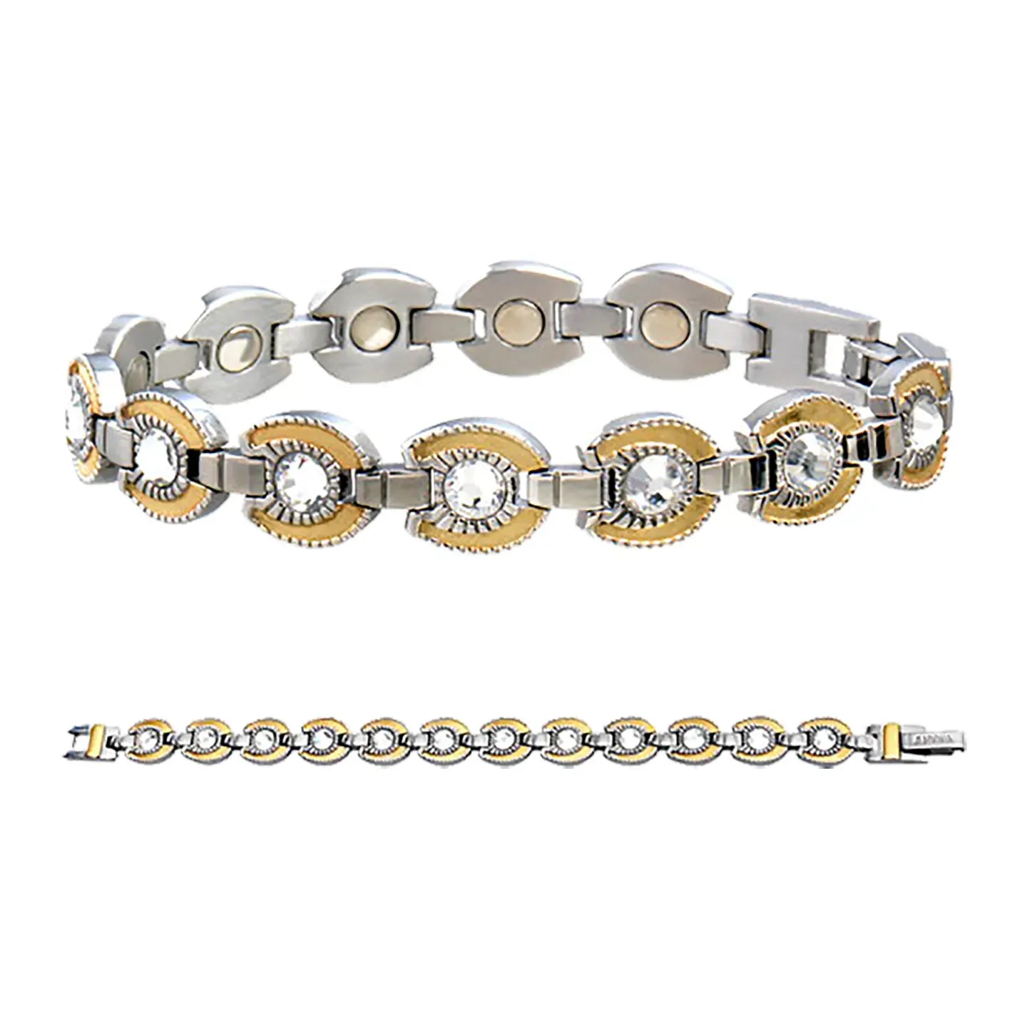 Sabona 216 Lady Gem Gold Horseshoe Magnetic Bracelet [X-Large]