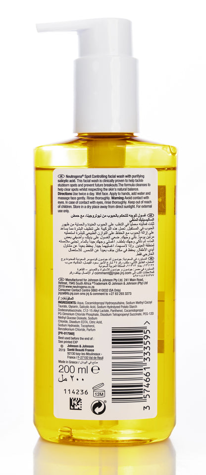 Neutrogena Spot Control [Oil Free Acne] Face Wash 200 Ml