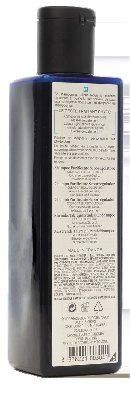 Phyto Cédrat Purifying Treatment Shampoo for Oily Scalp 250 Ml