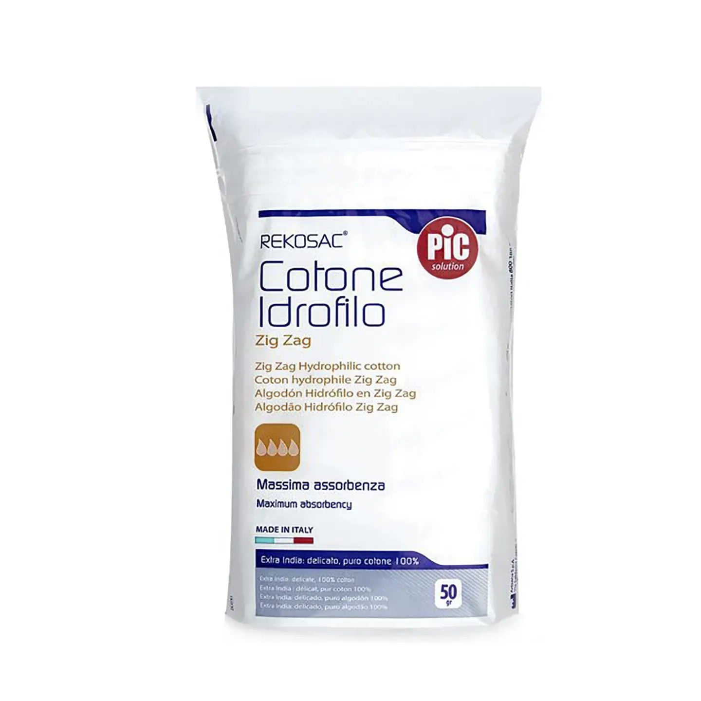 Pic Solution Rekosac Zig zag Hydrophilic Cotton 50Gm