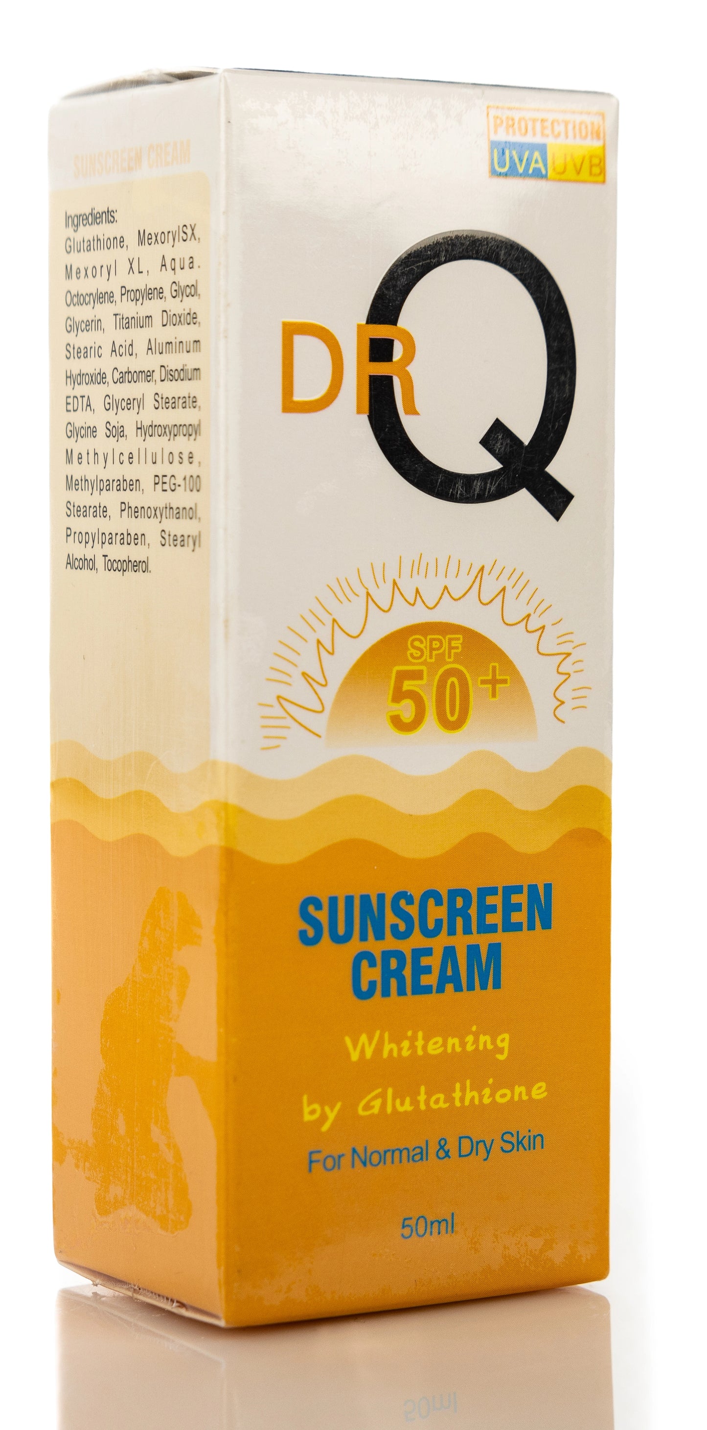 DR Q Sunscreen Cream SPF 50+ Whitening by Glutathione for Normal And Dry Skin 50 Ml