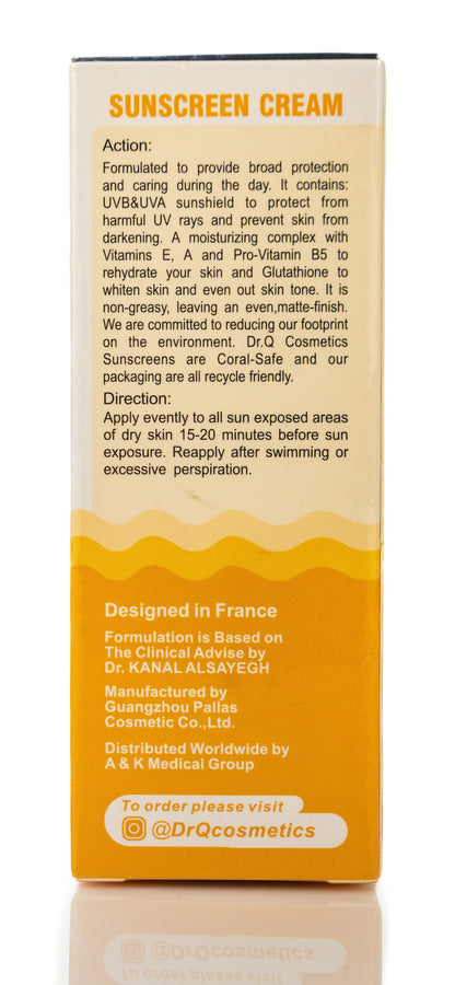 DR Q Sunscreen Cream SPF 50+ Whitening by Glutathione for Normal And Dry Skin 50 Ml