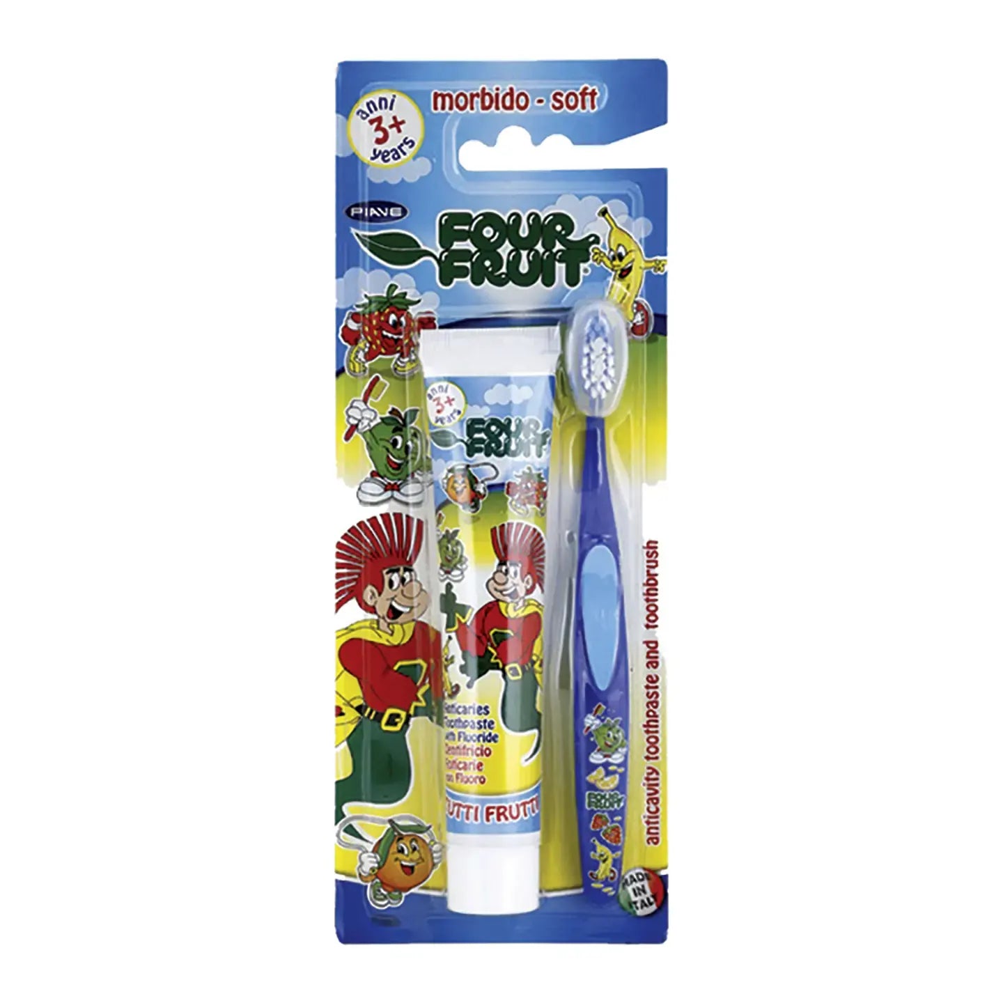 Piave Four Fruit 3+Years ToothPaste& Toothbrush-Soft [2445]