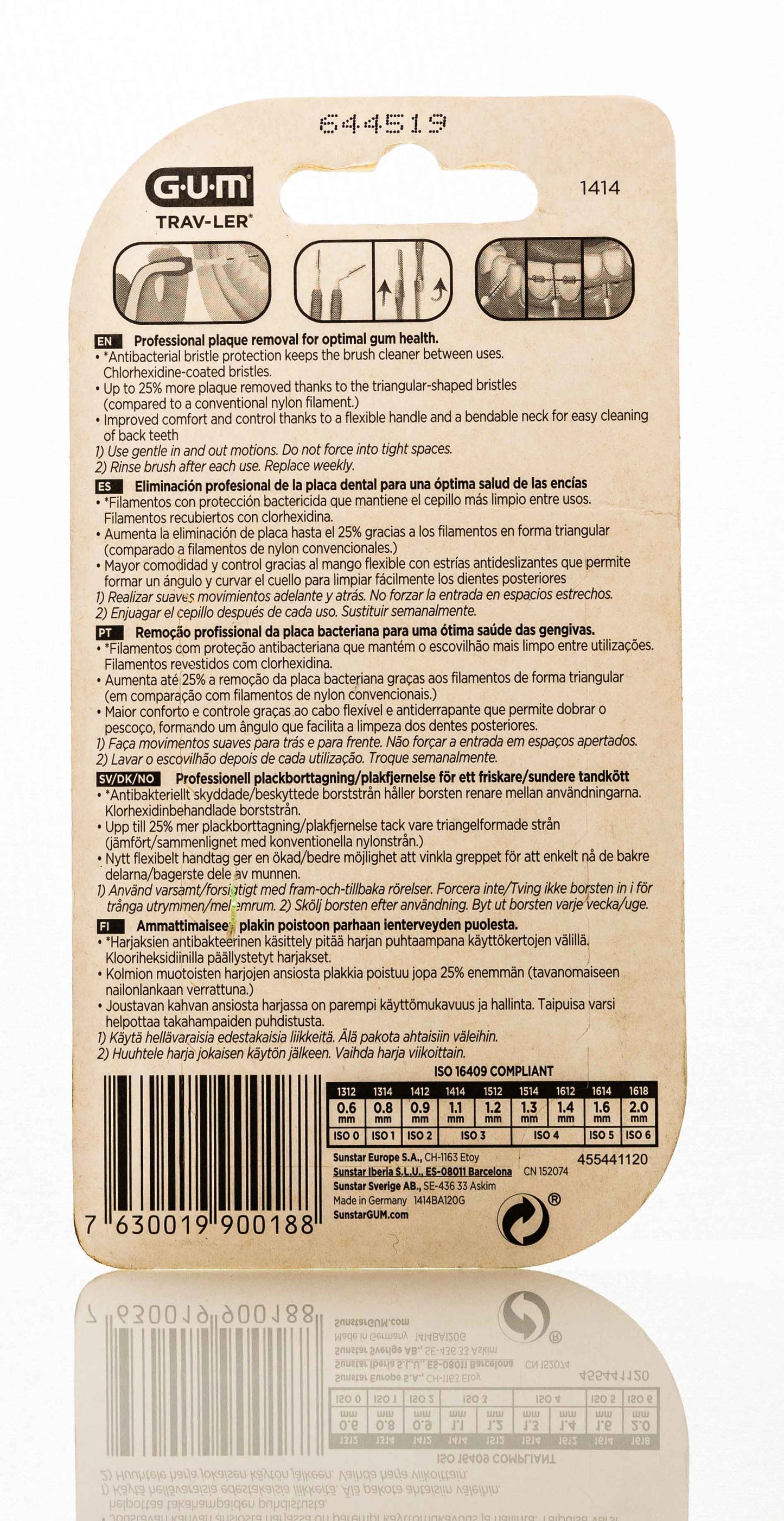 Gum TravLer 1.1mm 6 Intradental Brushes [1414] [Green]