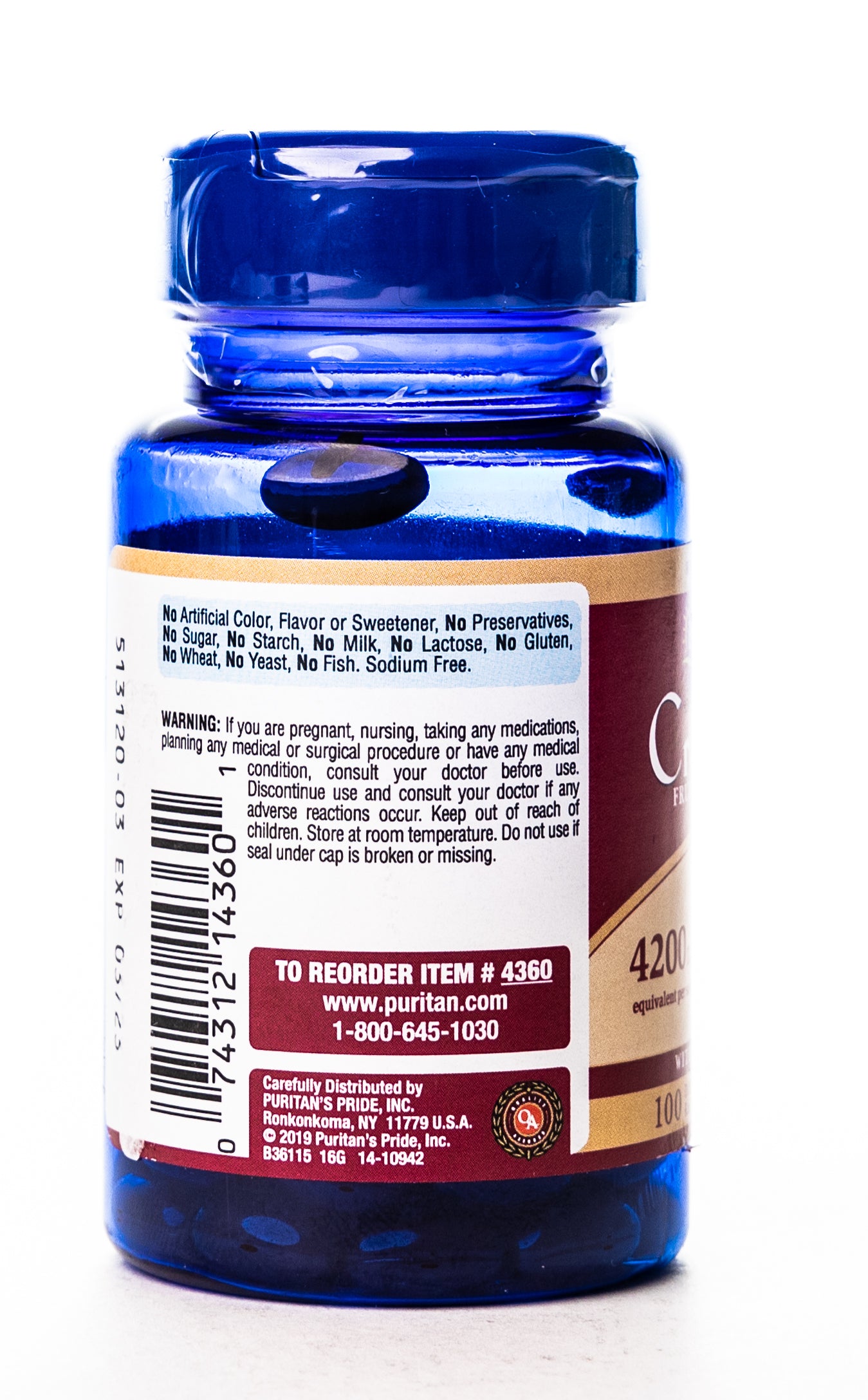 Puritan's Pride Cranberry 4200mg 100 Tablets