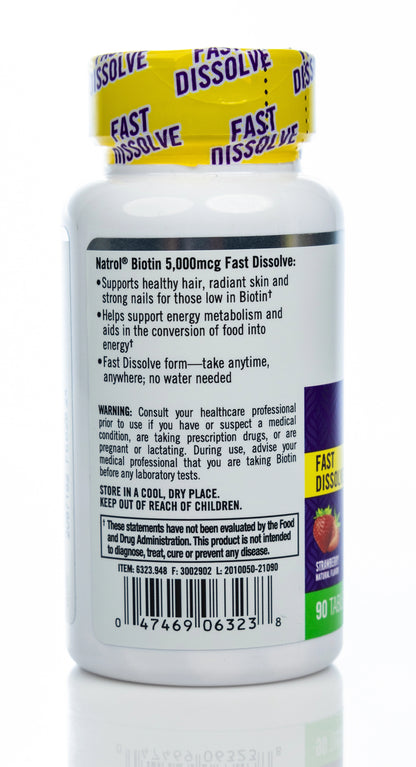 Natrol Biotin Beauty 5000mcg 90 Fast Dissolve Tabets