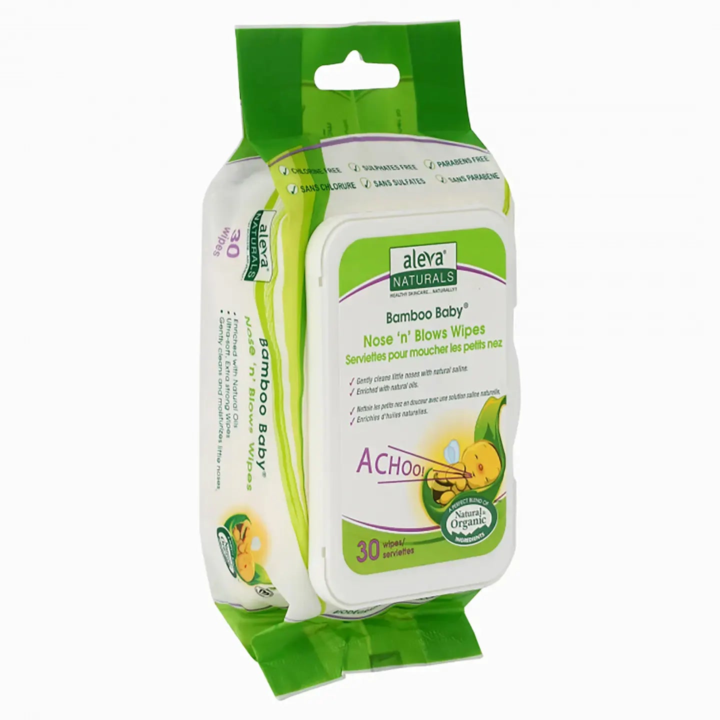 Aleva Naturals Bamboo Baby Nose And Blows Wipes 30 Pieces