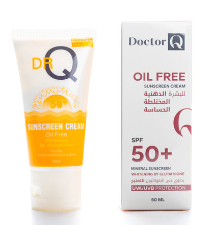 DR Q Oil-Free Sunscreen Cream SPF 50+ Whitening by Glutathione For Oily, Combination And Sensitive Skin 50 Ml 1+1 Offer Pack