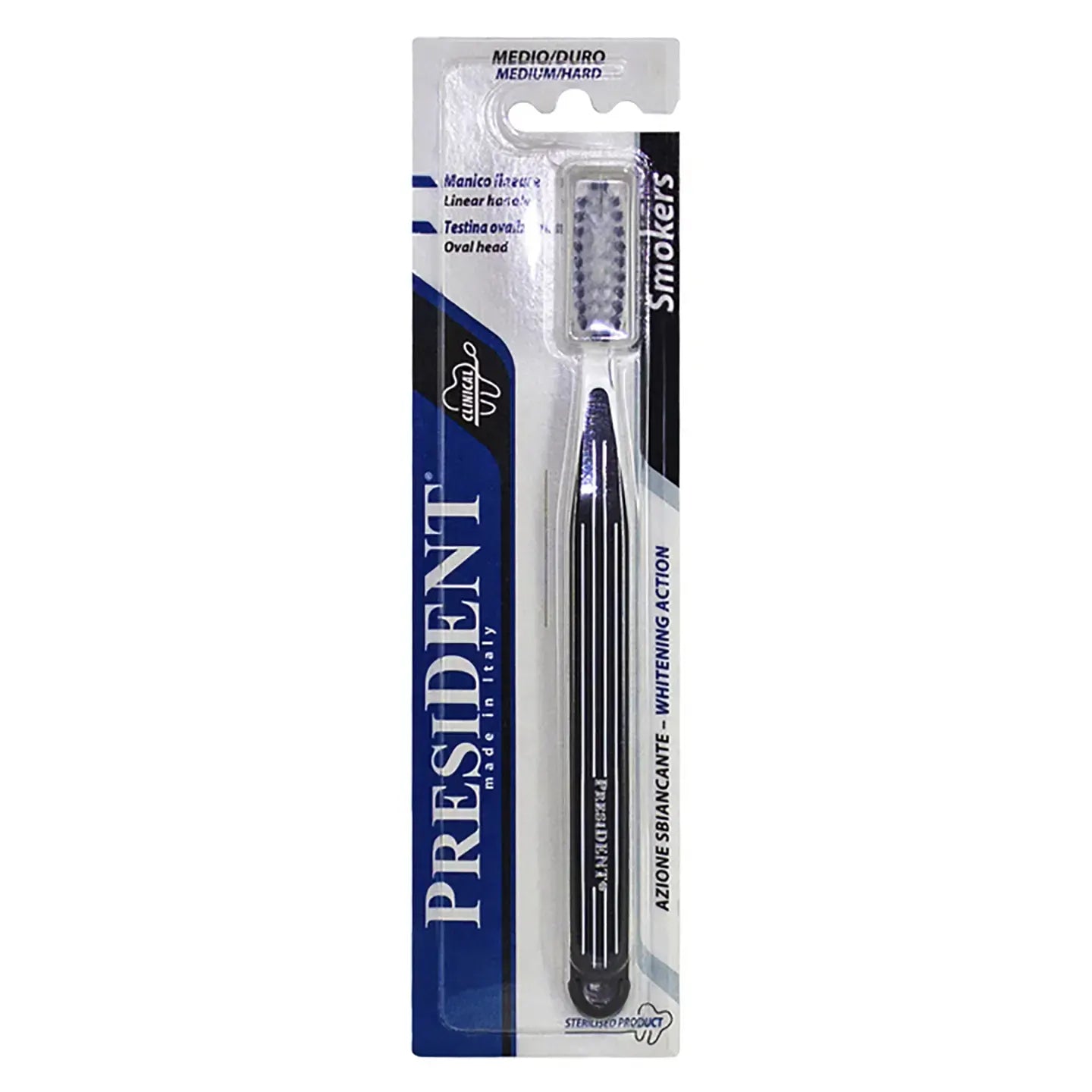 President Smokers White Toothbrush-Medium/Hard