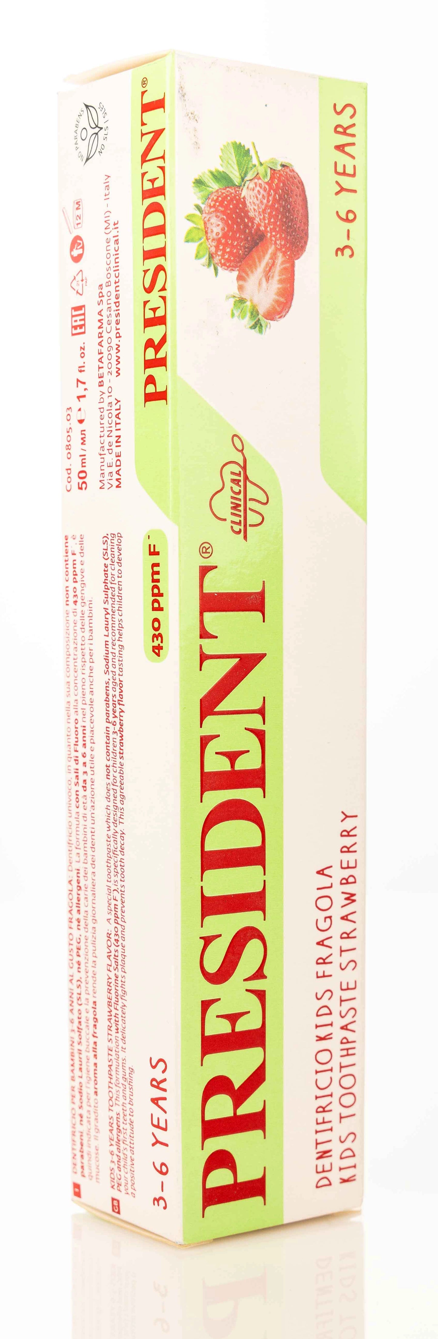 President Kids 3-6 Years Strawberry Toothpaste 50ml