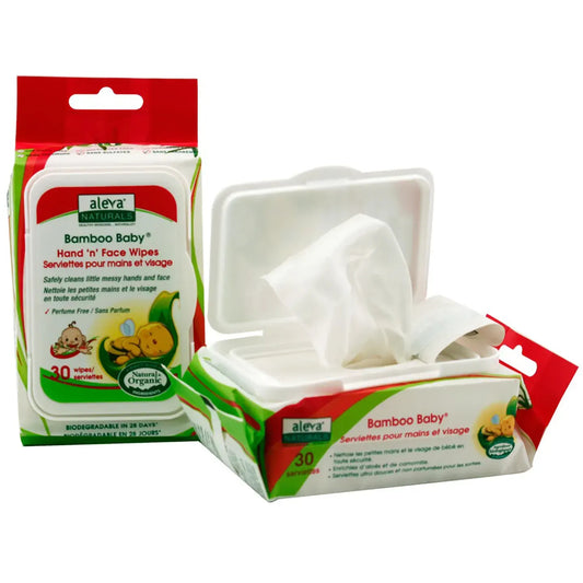 Aleva Naturals Naturals Bamboo Baby  Hand And Face Wipes 30 Pieces