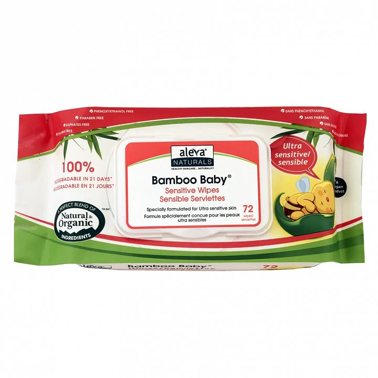 Aleva Naturals Bamboo Baby Wipes Sensitive 72 Pieces