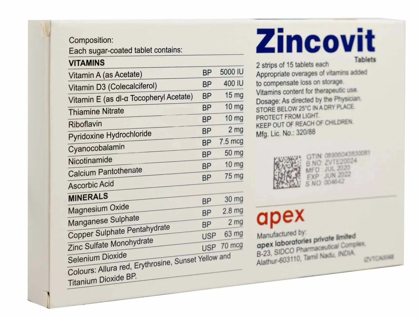 Zincovit multivitamins , Minerals & Zinc 30 Tablets