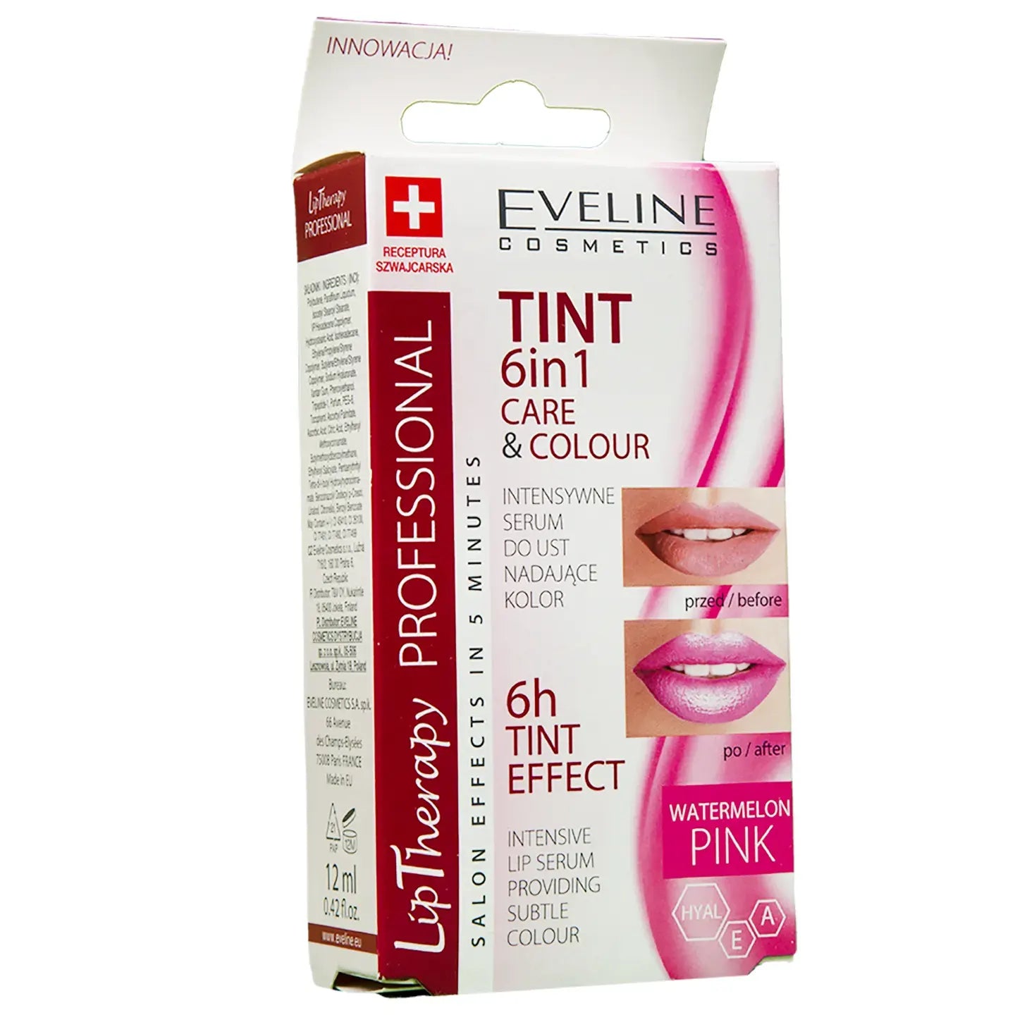 Eveline Lip Therapy Professional Tint 6in1 Care and Colour Watermelon Pink 12 Ml