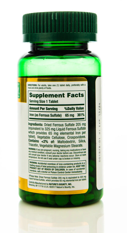 Nature's Bounty Iron 65mg 100 Tablets