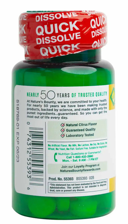 Nature's Bounty Vitamin C + Zinc 60 Quick Dissolve Tablets