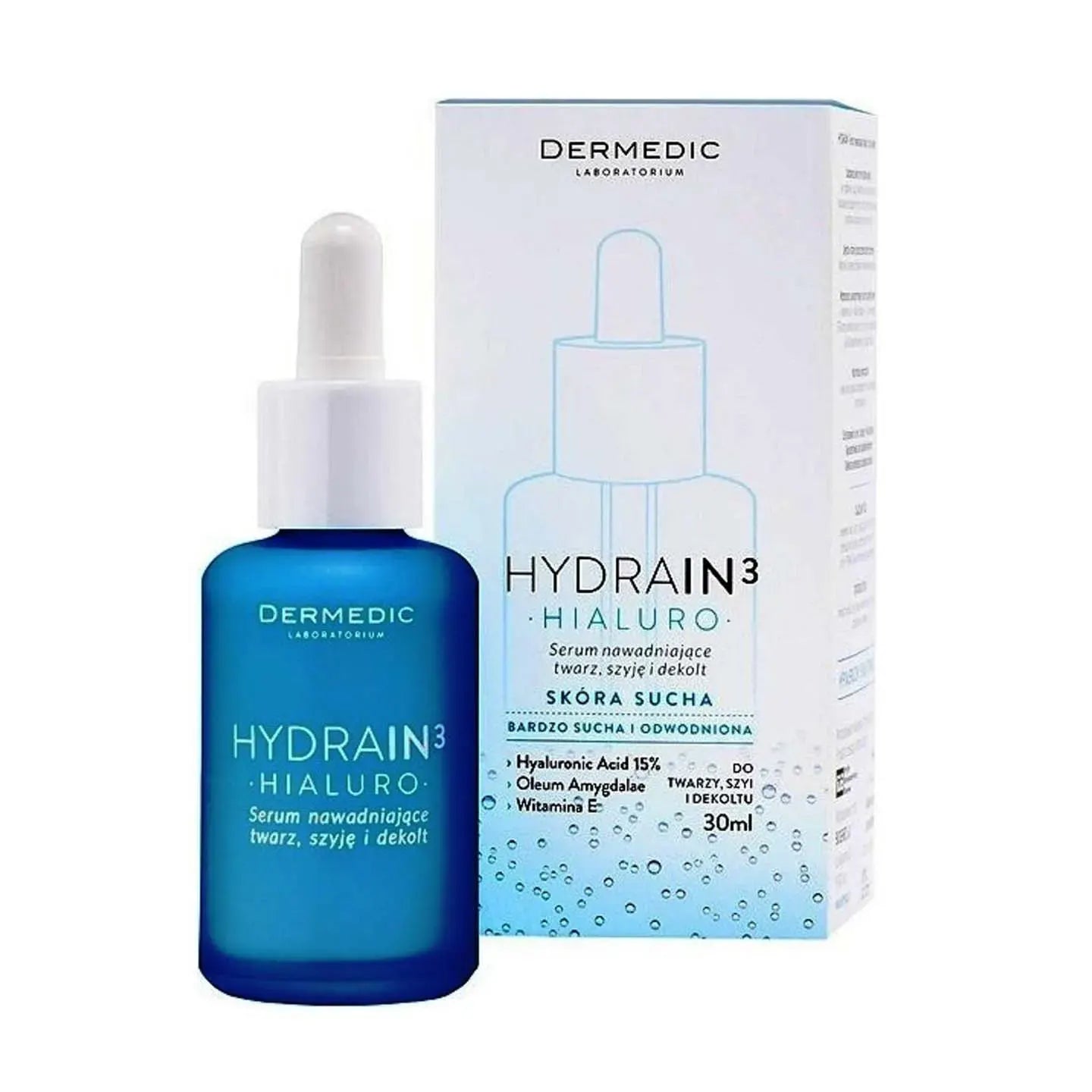 Dermedic Hydrain3 Hialuro Hydrating Serum for Face, Neck, and Décolletage 30 ml