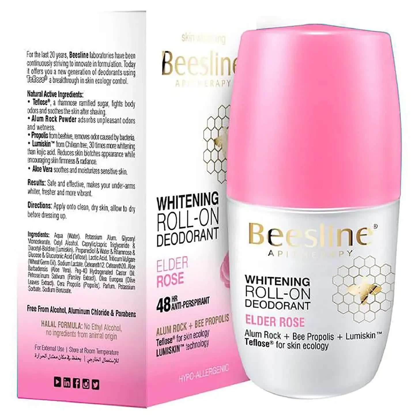 Beesline 48 Hours Whitening Roll On Deo Elder Rose 50 Ml