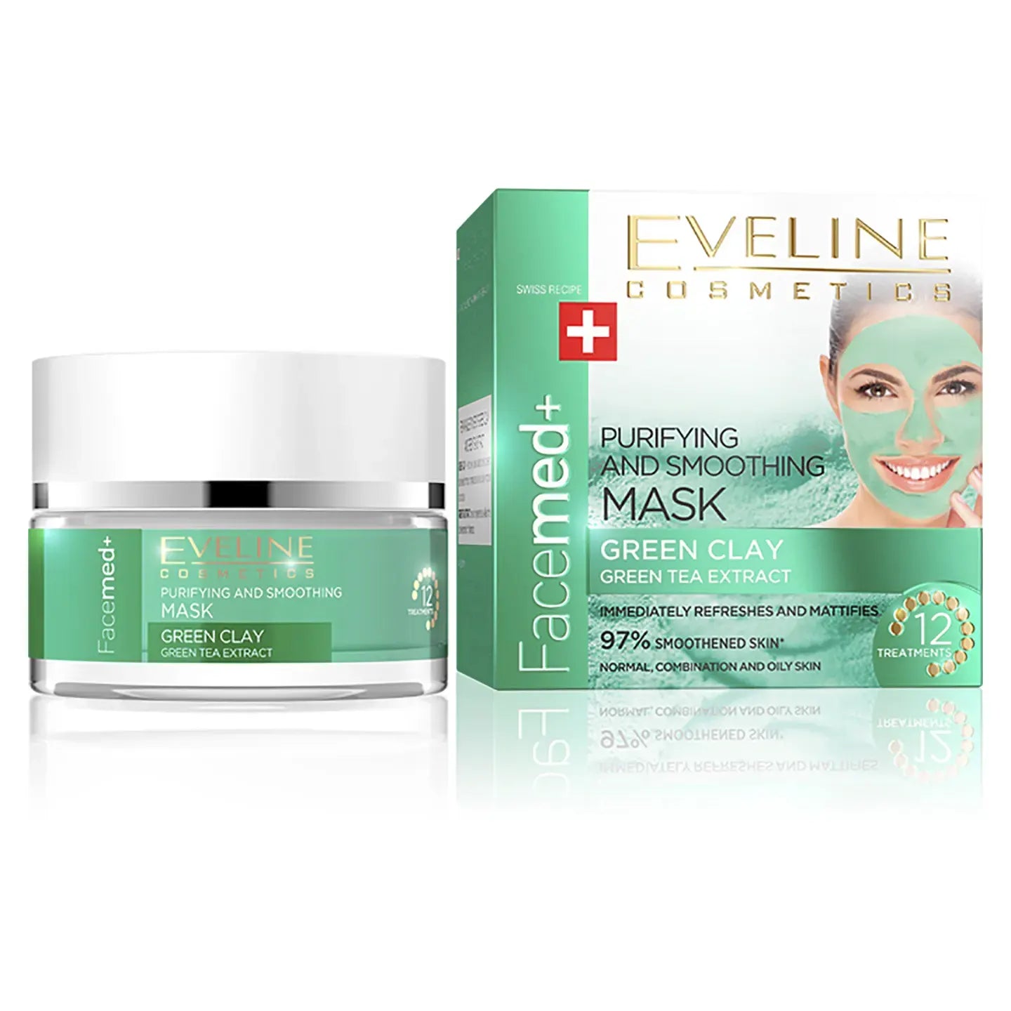 Eveline Facemed+ Purifying and Smoothing Mask with Green Clay and Green Tea Extract 50 Ml