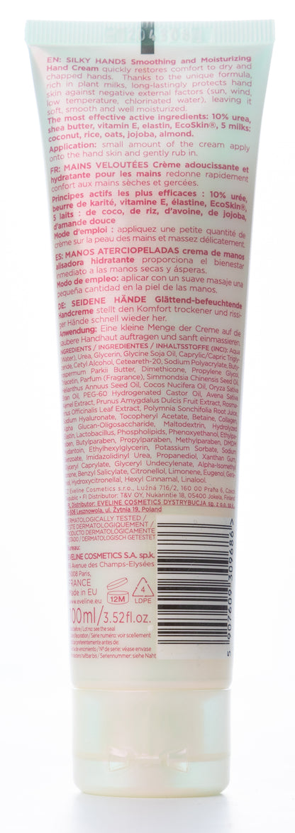 Eveline Silky Hands Smoothing and Moisturizing Hand Cream with Urea, Elastin and 5 Milks 100 Ml