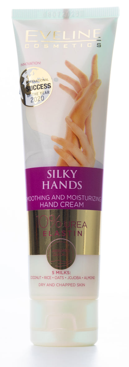 Eveline Silky Hands Smoothing and Moisturizing Hand Cream with Urea, Elastin and 5 Milks 100 Ml