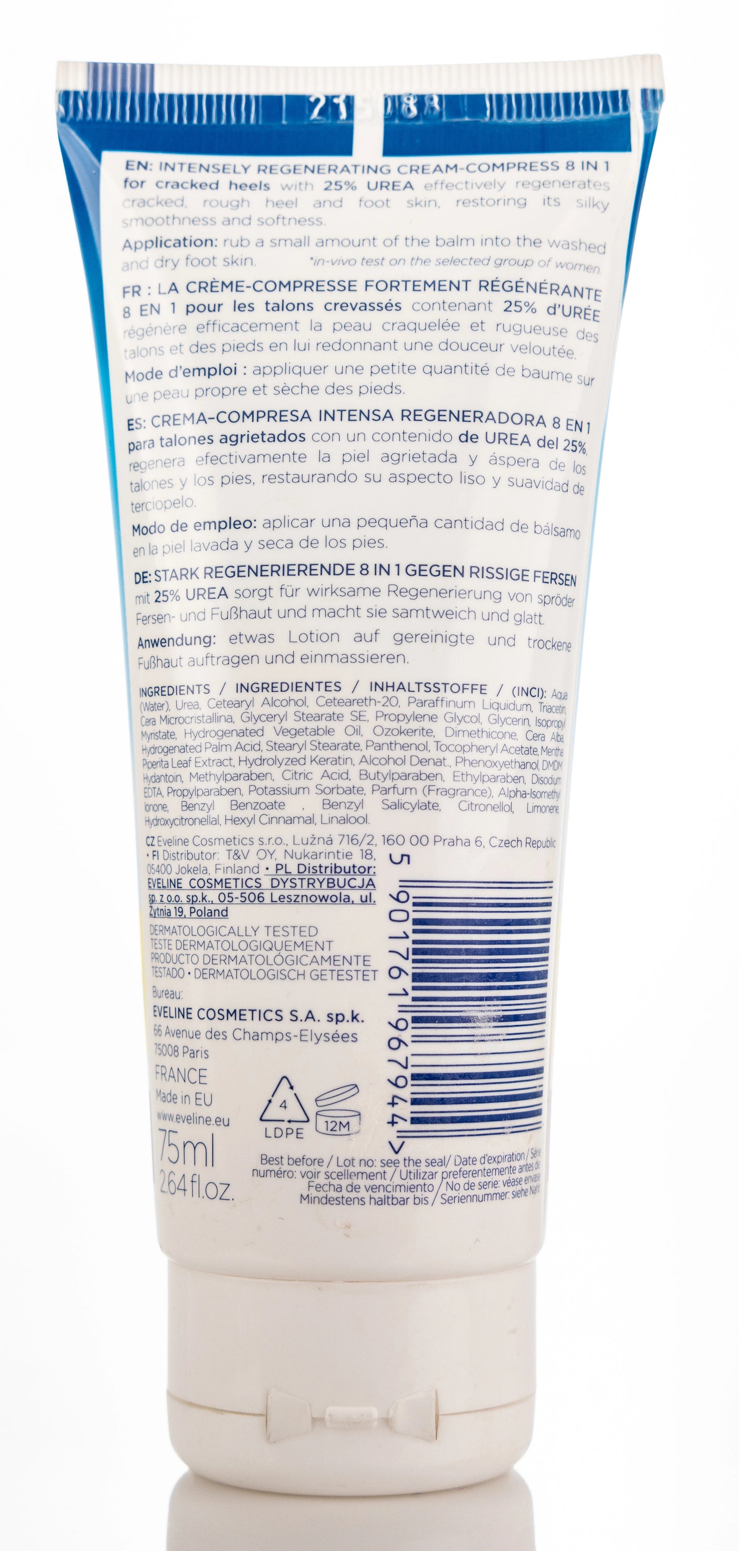 Eveline Revitalum 25% Urea Intensely Regenerating Cream-Compress 8 in 1 for Cracked Heels 75 Ml