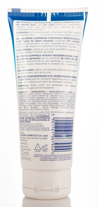 Eveline Revitalum 25% Urea Intensely Regenerating Cream-Compress 8 in 1 for Cracked Heels 75 Ml