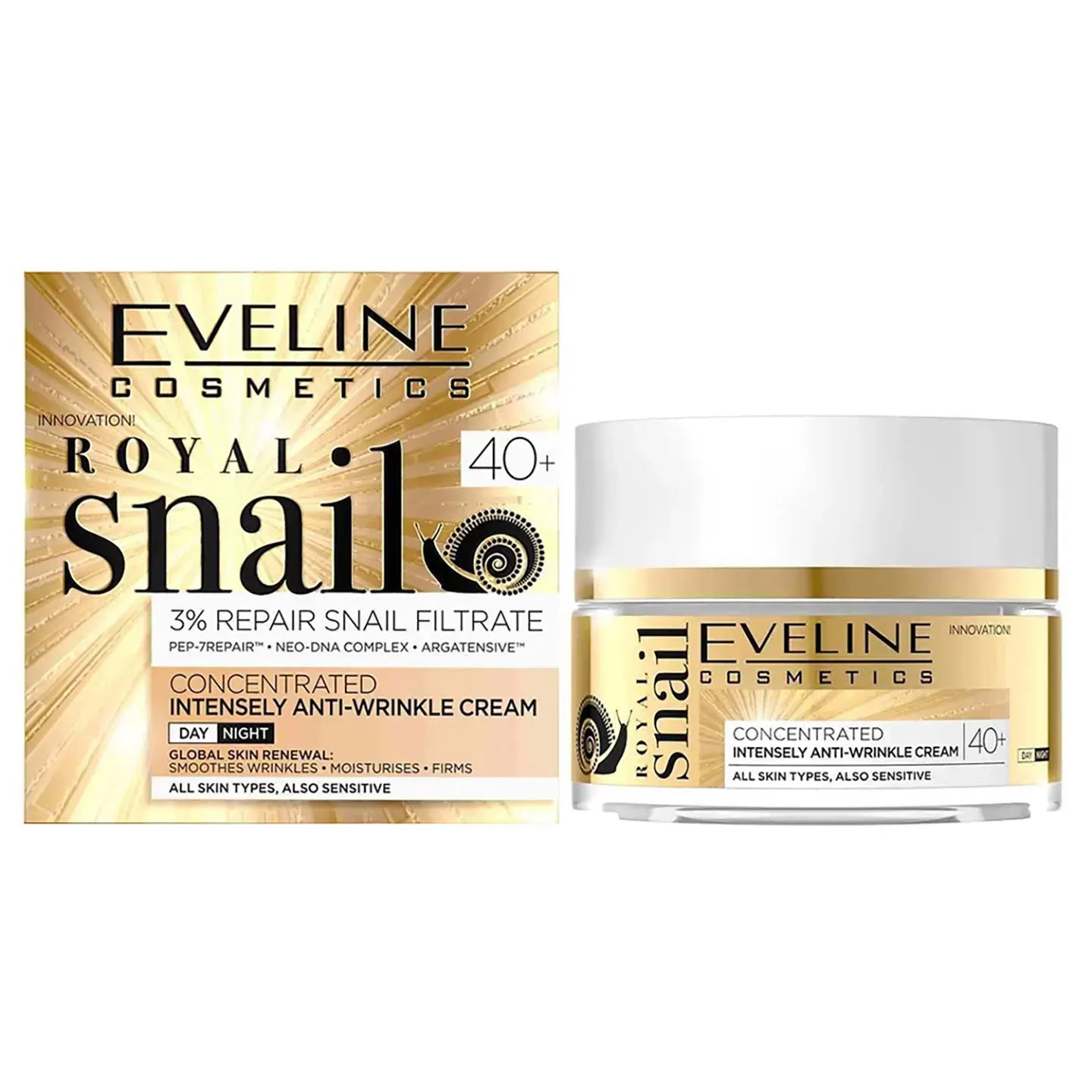 Eveline 40+ Royal Snail Concentrated Intensely Anti-Wrinkle Cream Day and Night 50 Ml