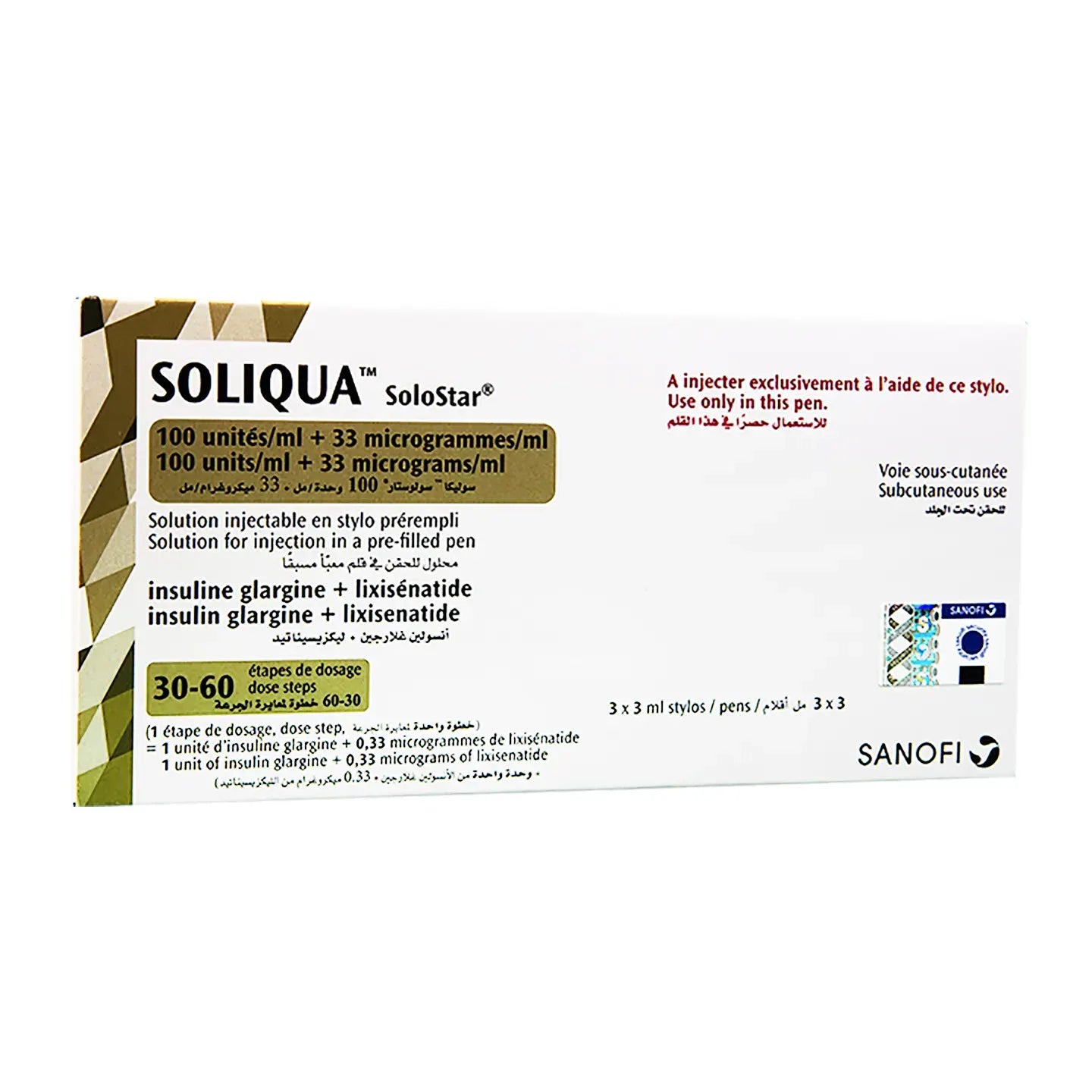 Soliqua Solostar 33Mcg 3pens X3Ml
