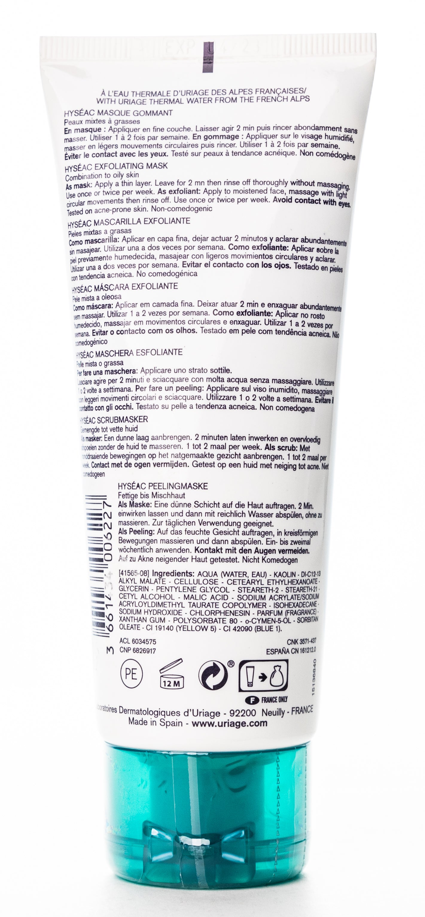 Uriage Hyseac Cleanser&Scrub Exfoliting Mask 100 Ml