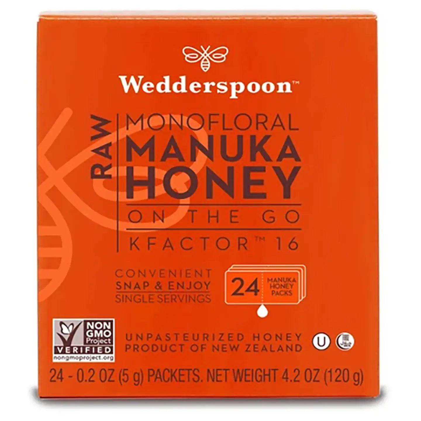 Wedderspoon Monofloral Manuka Honey [K Factor 16] 24 packs