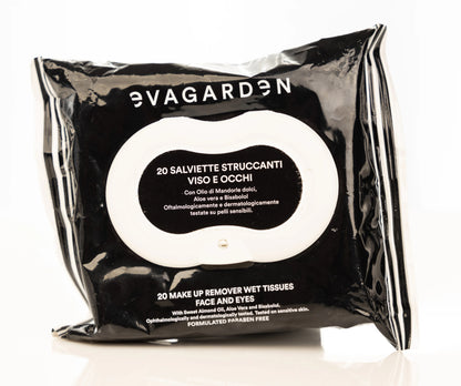 Evagarden Make-Up Remover Wet Tissues Face and Eyes 20 Wipes