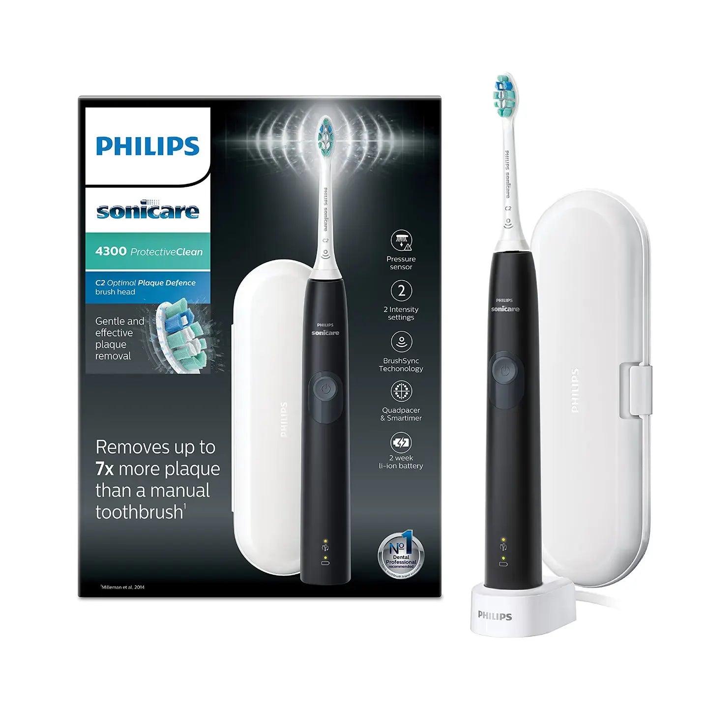 Philips Sonicare 4300 Protective Clean Electric Toothbrush-Black [Hx6800/44]