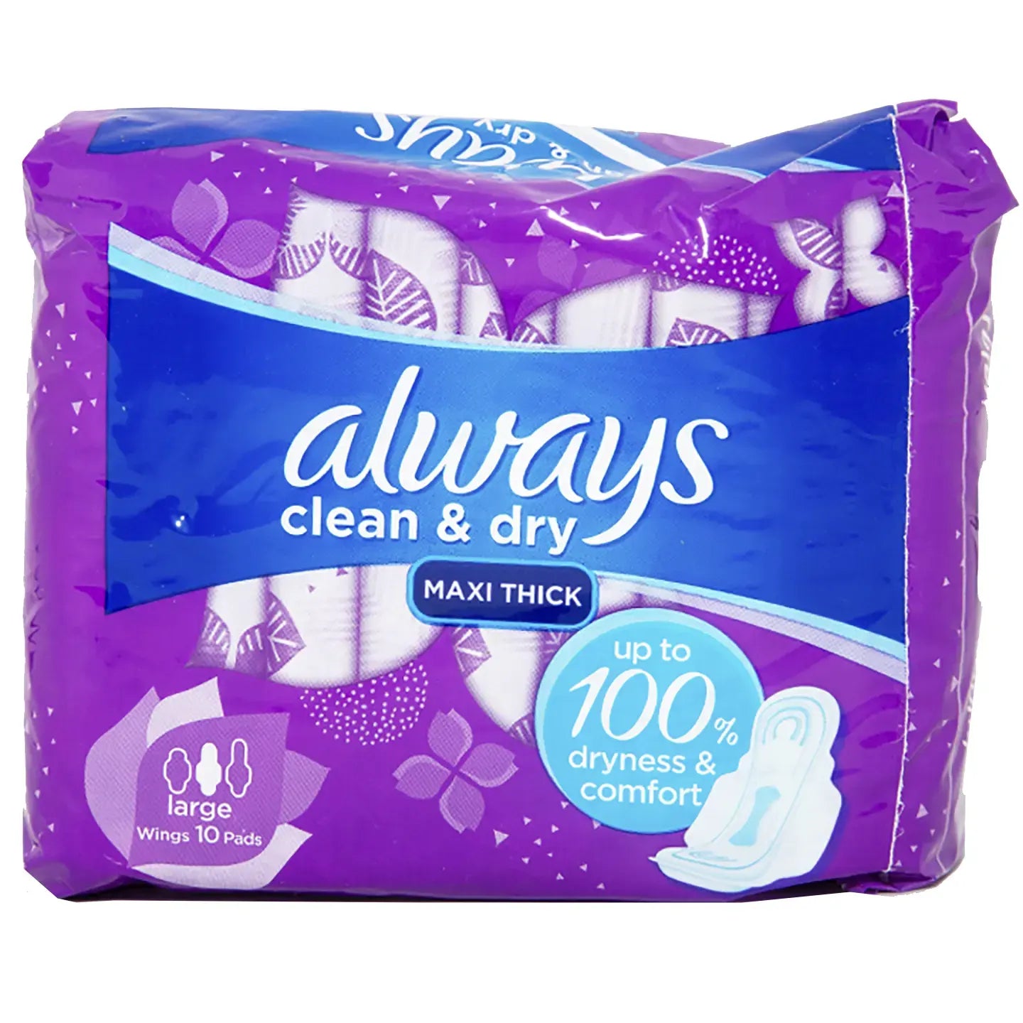 Always Clean & Dry Maxi Thick Large Wings 10 Pads