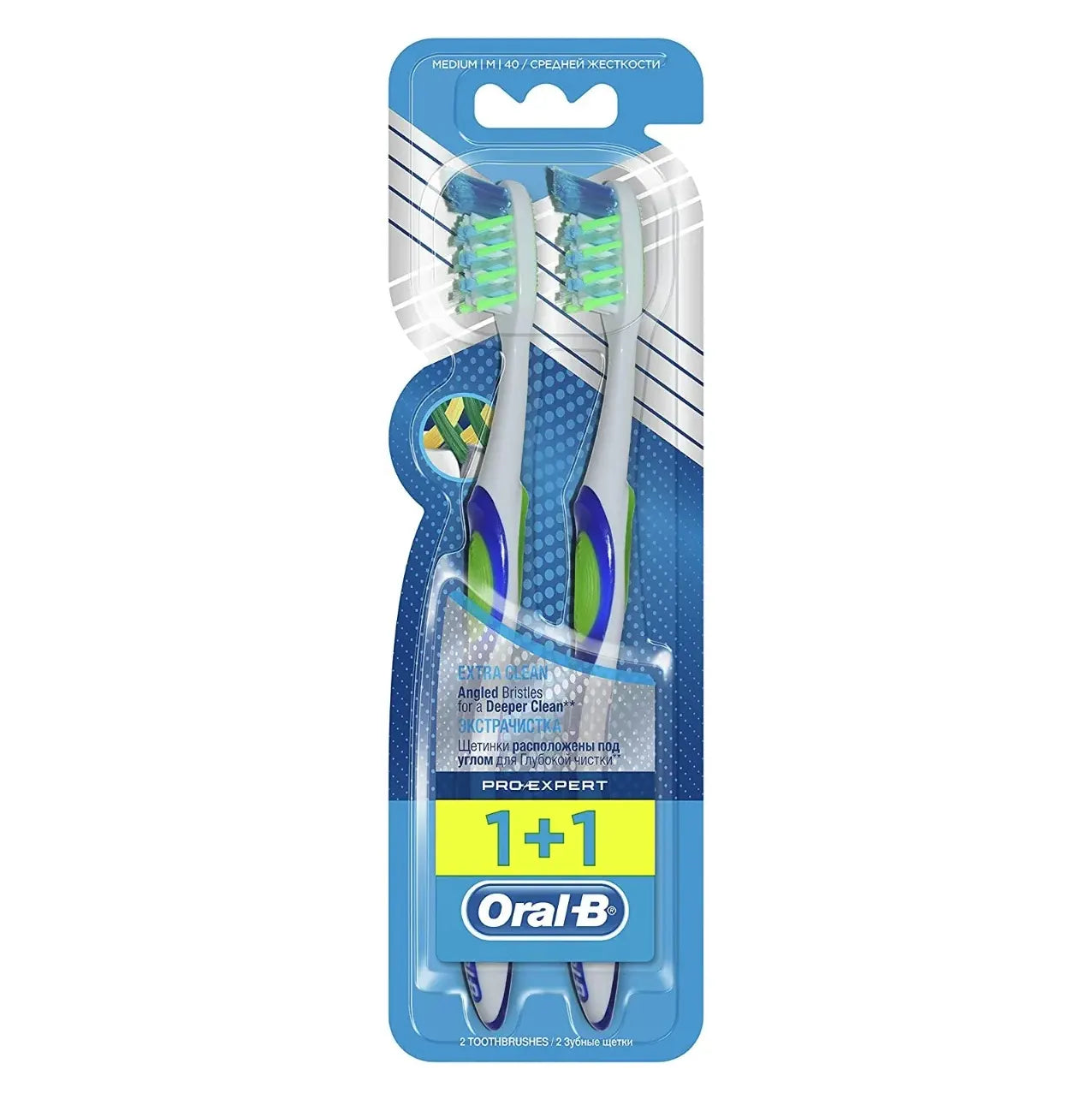 Oral-B Pro-Expert Anti Bacterial 40 Toothbrush-Medium [1+1 ]
